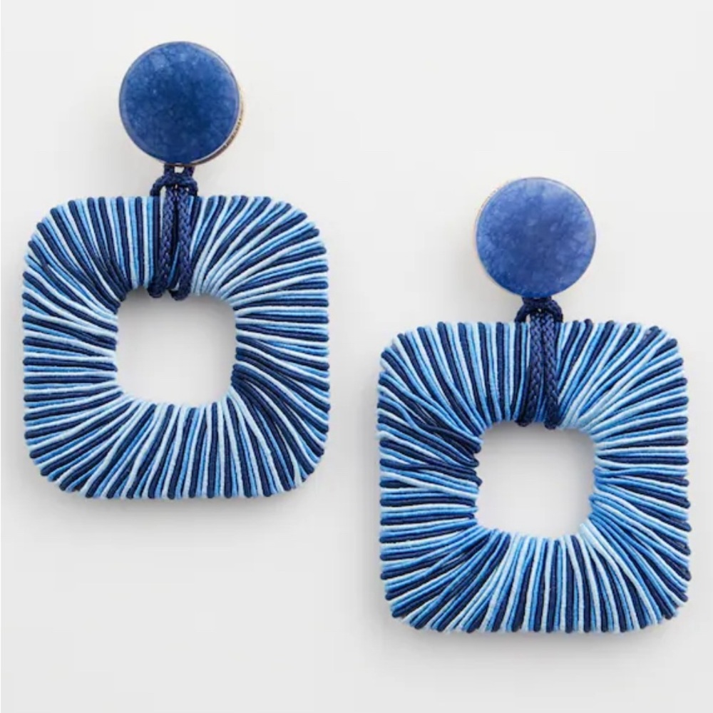 NWT CHICO’S Blue Wrap Square Earrings Nickel Free